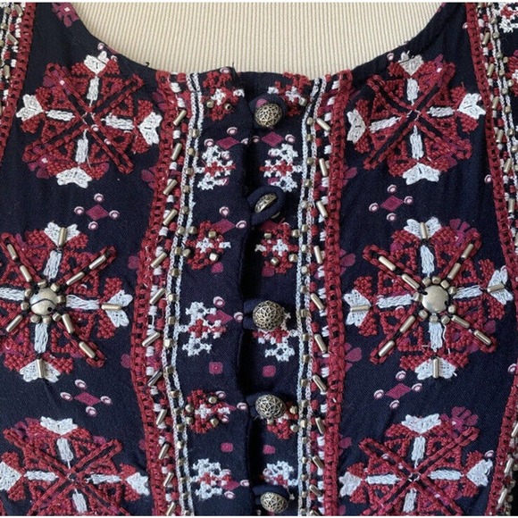 Anthropologie Vanessa Virginia Mini Dress Medium Kaleidoscope Embroidered Boho - Picture 7 of 8